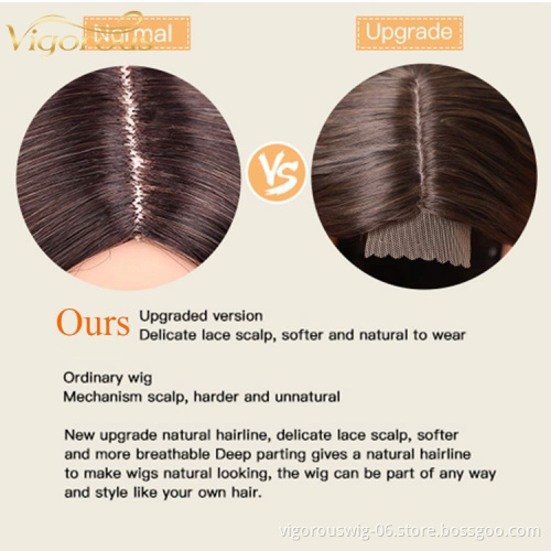 Vigorous Cheap Price Long Jerry Curl Black Heat Resistant Fiber Middle Part Natural Hairline For Black Women Synthetic Hair Wigs